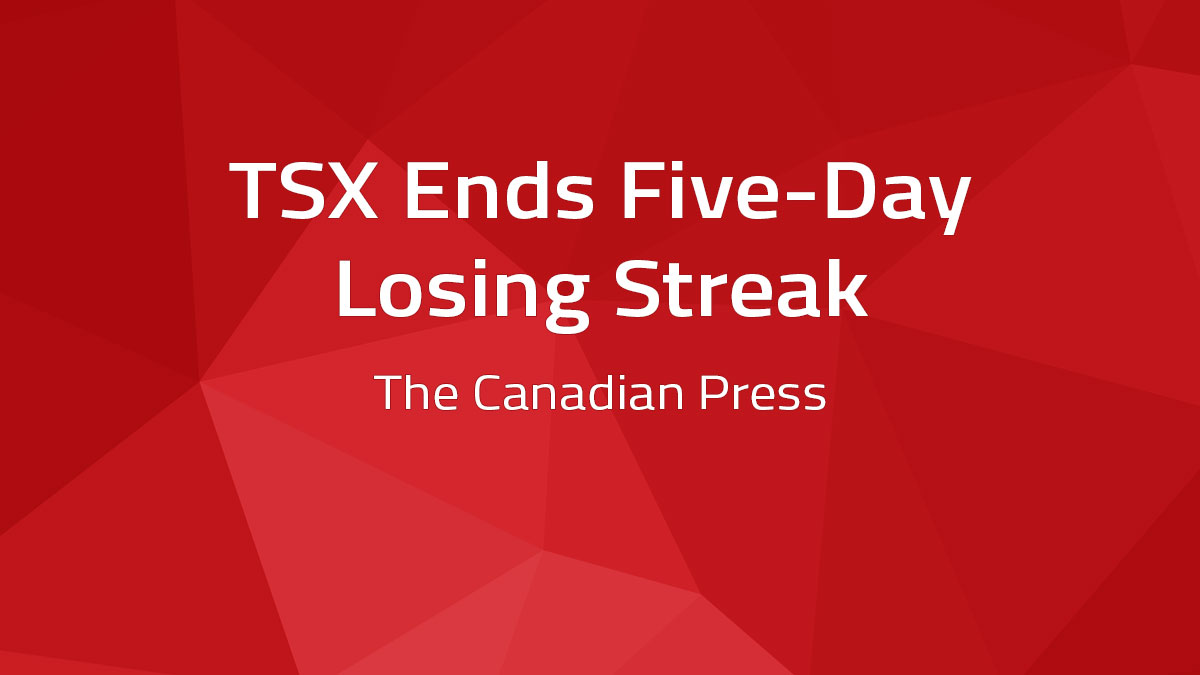 Canadian Press – TSX Ends Five-Day Losing Streak